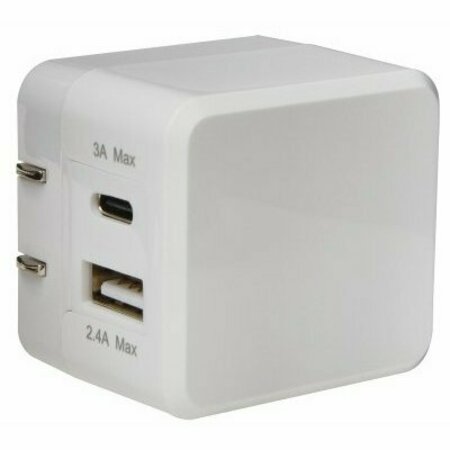 AUDIOVOX RCA TCA234Z Type-C Dual Port Wall Charger, 3.4 A Charge, USB Plug, White JPCH34ACV